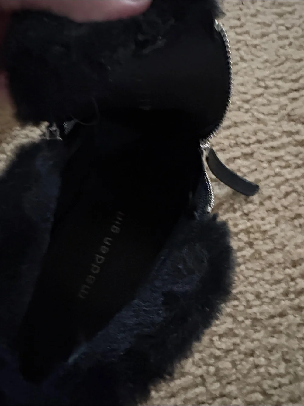 MADDEN GIRL Black Faux Fur High-Top Slip-On Sneakers